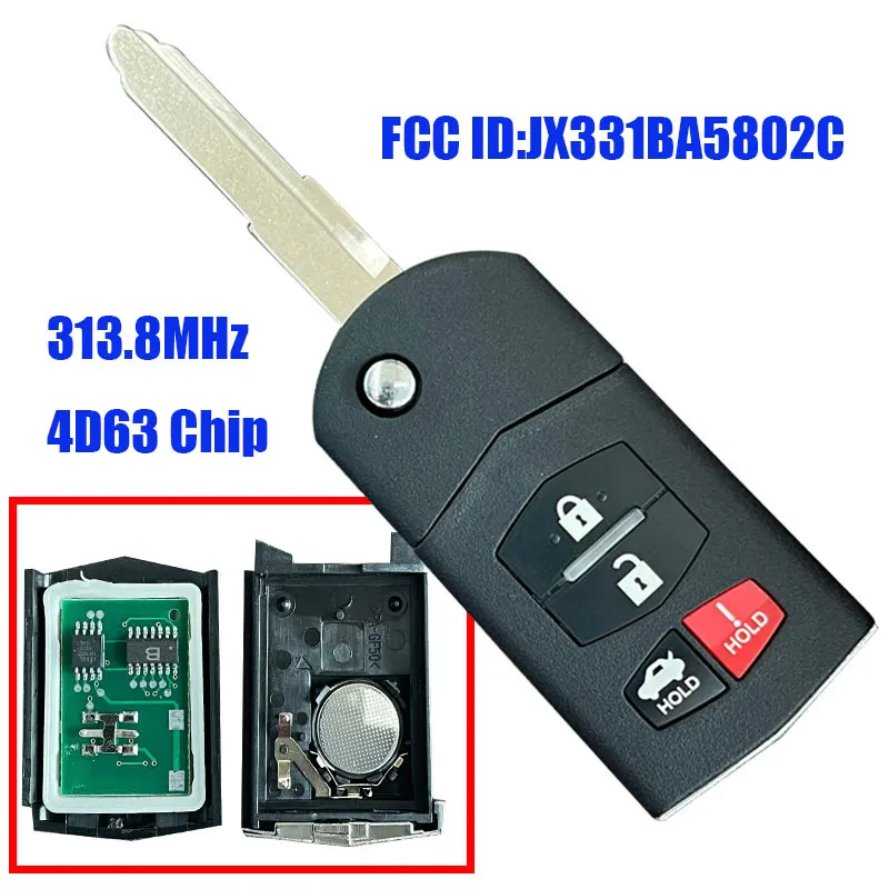 Flip Remote Key 315/313.8MHz 4D63 Chip For Mazda 3 5 6 RX8 CX-7 CX-9 662F-SKE12501 JX331BA5802C BGBX1TA78SKE123 KPU41788