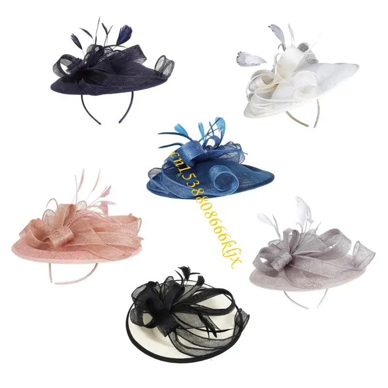 

Elegant Derby Race Hat Feathered Sinamay Fascinator Headwear For Weddings Event 066C