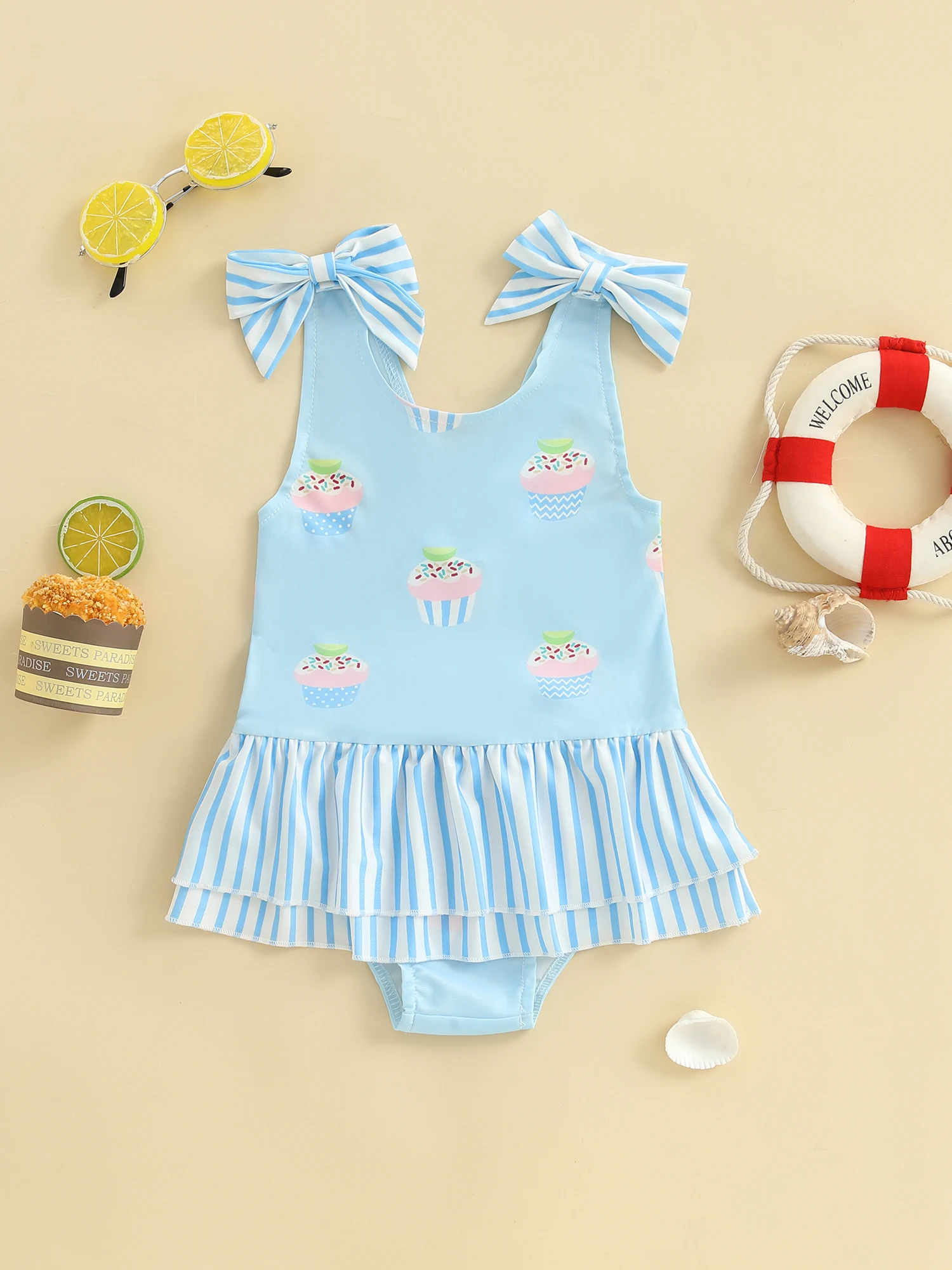 

Купальник с цветочным принтом для маленьких девочек, купальник с рюшами и принтом ананаса, милый пляжный купальный костюм, летняя пляжная одежда для детей