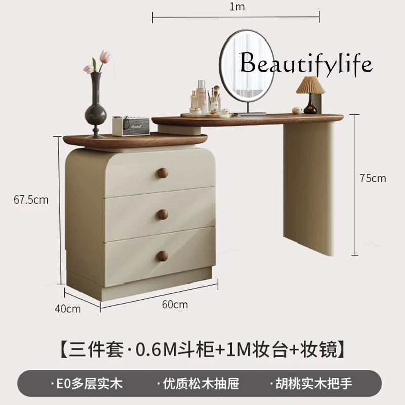 

New walnut light luxury paint solid wood cream style advanced dressing table bedroom antique style