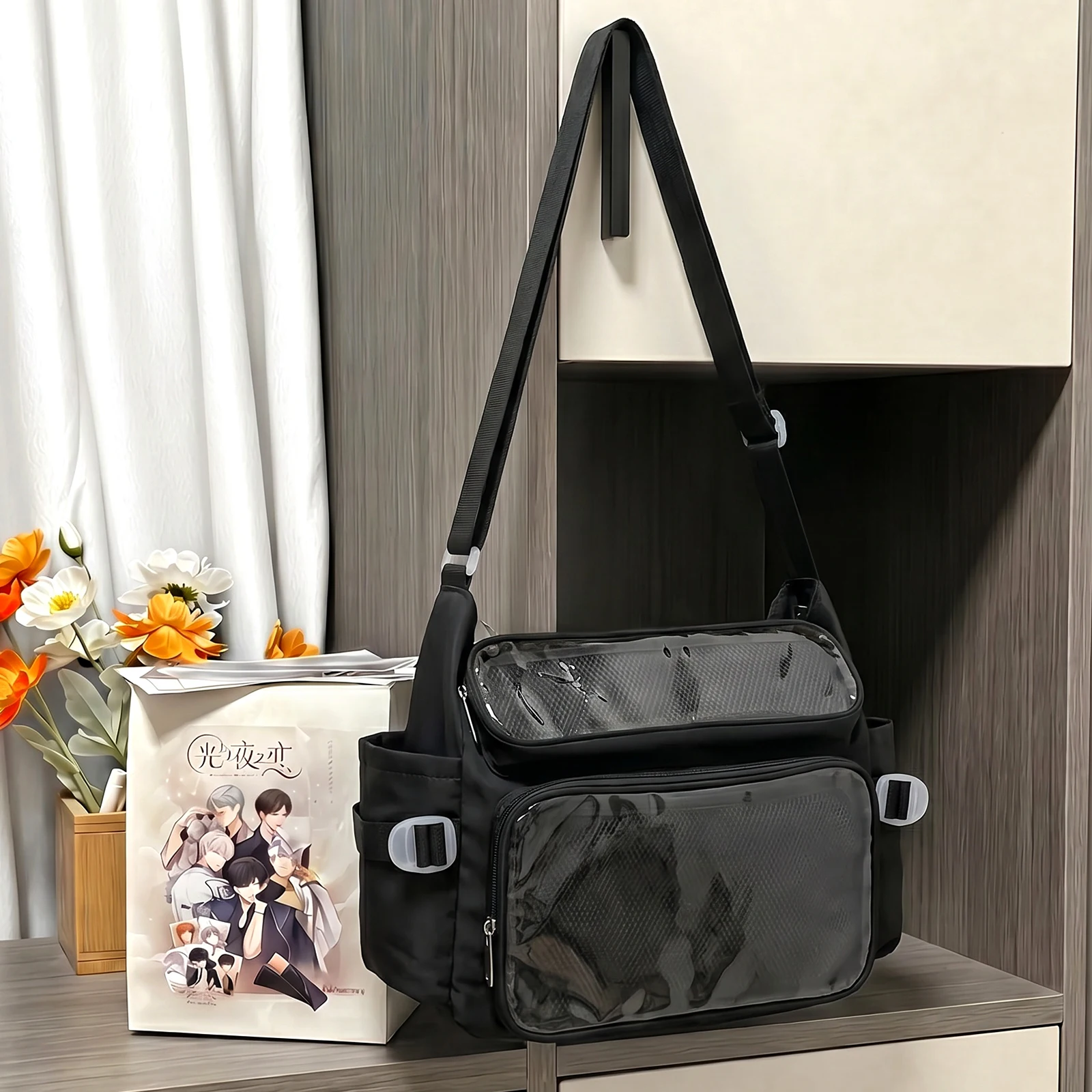 Ita Bag Insert Background Buylor Women Kawaii Shoulder Bag Clear Window Pins Badge Display Crossbody Kpop Fan School Purse