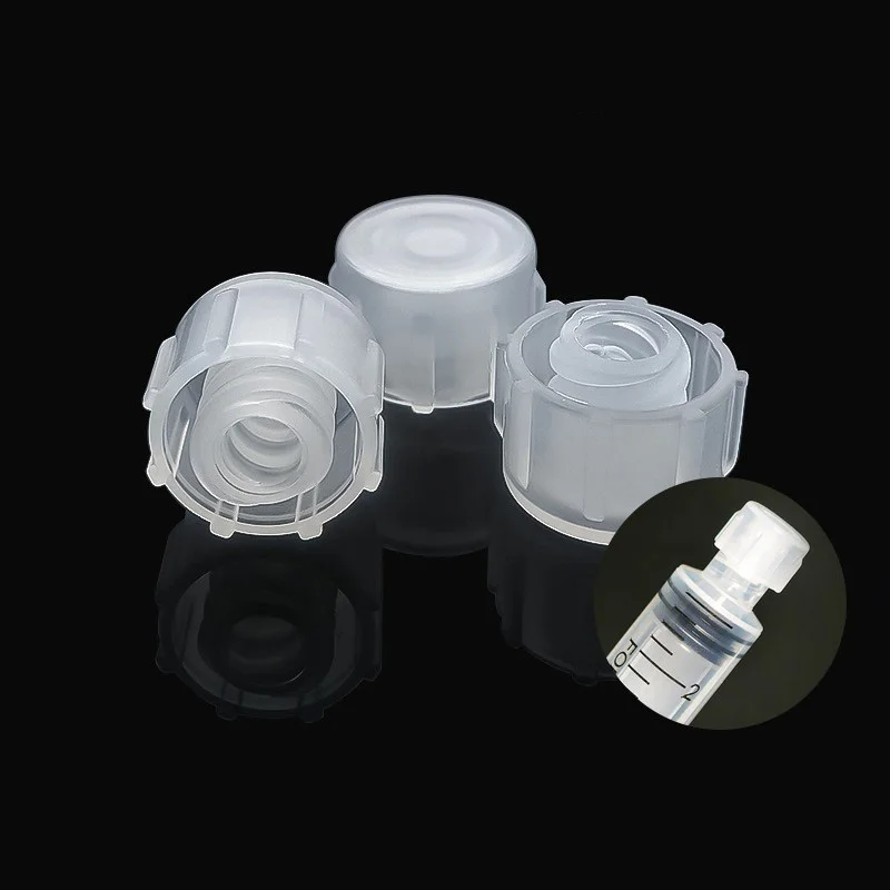100/200pcs Unsterilized Transparent PP Plastic Dispensing Needle Barrel Plug,Threaded Syringe Cap