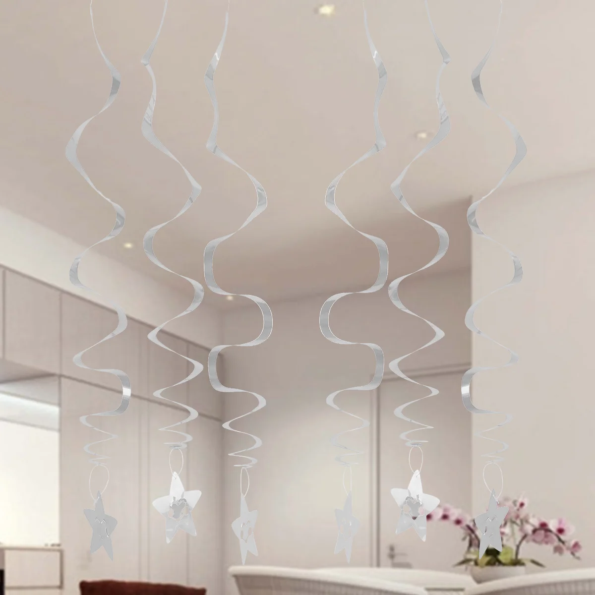 

6Pcs Gold Star Hangings Swirl Spiral Decorations for Birthday Christmas Wedding Party Festival Stage Hanging Ornaments