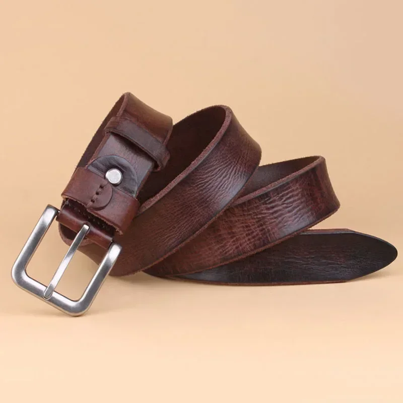 2026 High Quality Belt Men\'s Genuine Leather Top Layer Pure Leather Pin Buckle Jeans Fashion Belts for Men Luxury Designer Brand