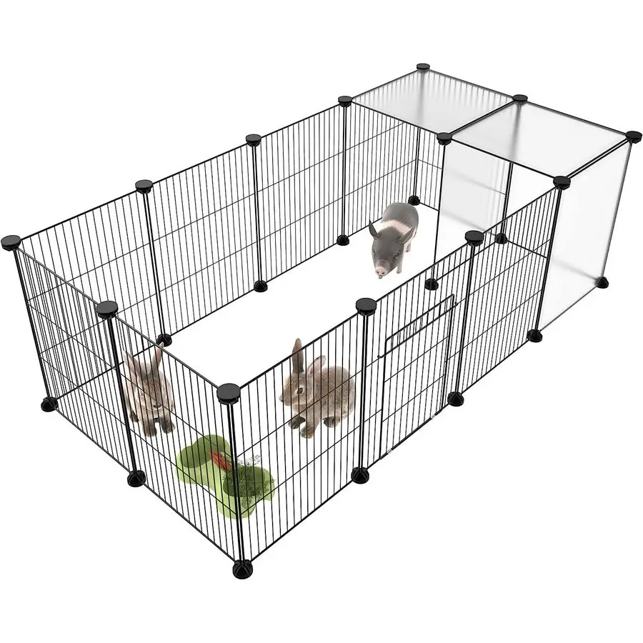 

Pet Playpen,Small Animals Cage DIY Wire Portable Yard Fence with Door for Indoor Outdoor Use,Puppies,Kitties,Bunny,Turtle 48 x 2