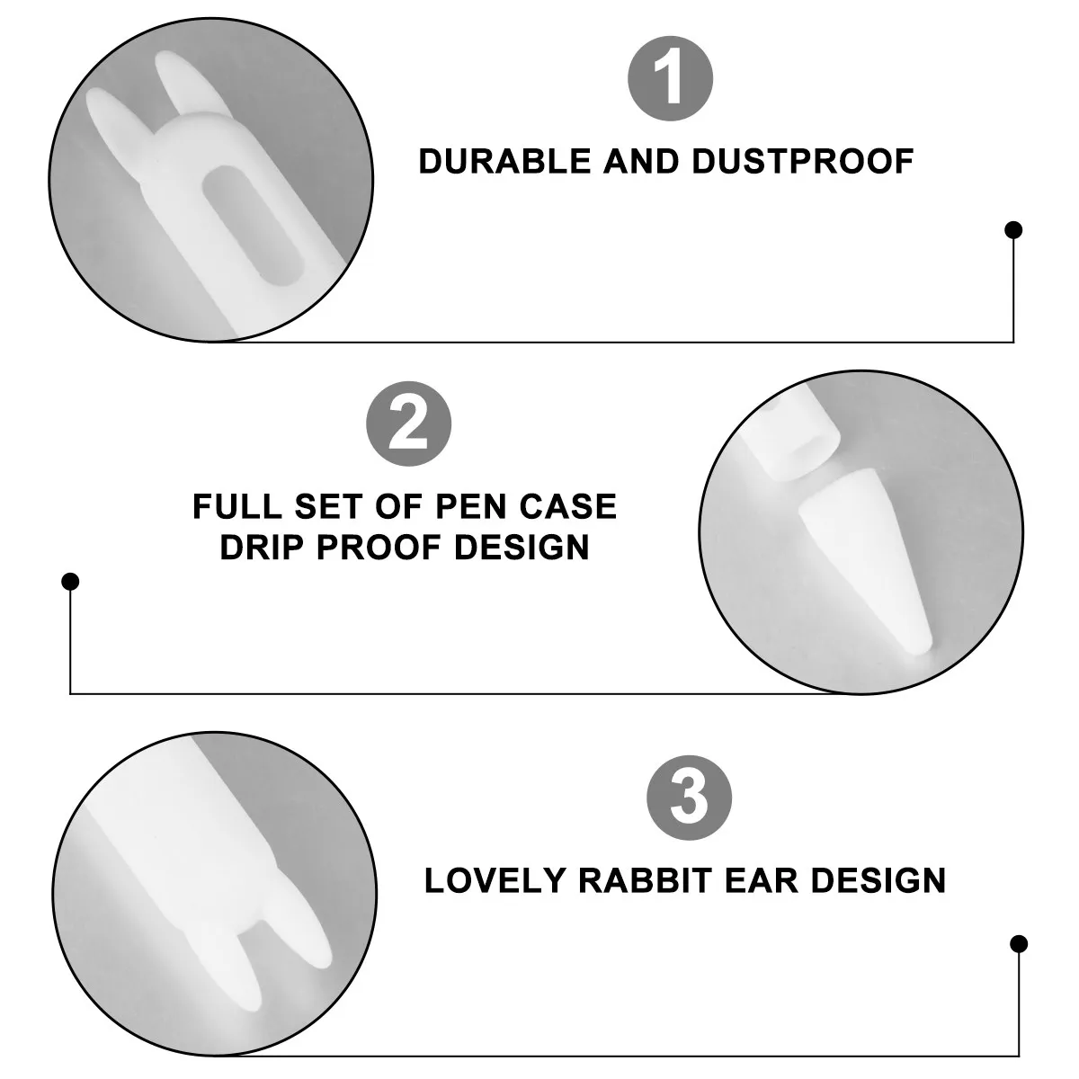 1Pcs Rabbit Ear Pencil Ii Cap Premium Silicone Pen Sleeve Shockproof Anti Dust Care for Nib Adorable Ear Design Convenient