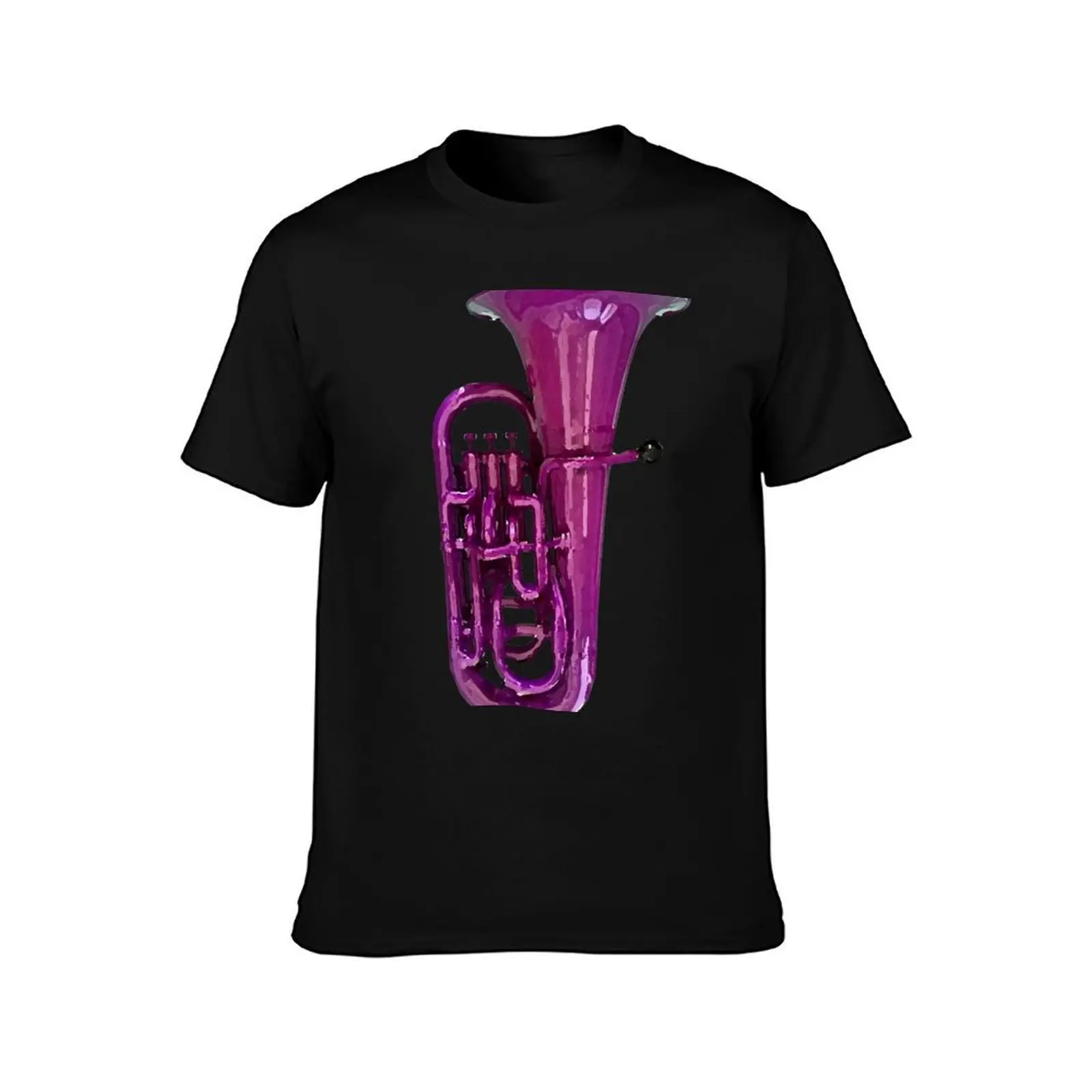 Purple Euphonium T-Shirt, Summer Casual Cotton Tee, Oversized Streetwear Tops, Vintage Graphic Print, Loose Fit Short Sleeve