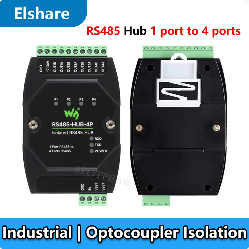 Industrial-grade isolated 4-way RS485 hub repeater One RS485 TO Four RS485 RS485-HUB-4P