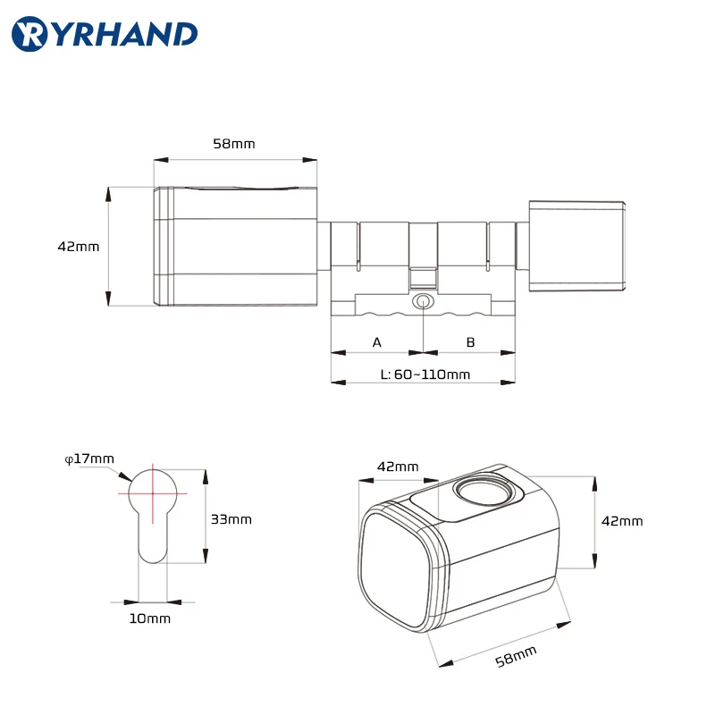 Tuya APP Fingerprint RFID Card Bluetooth Euro Cylinder Smart Door Lock  Keyless Electronic with Alexa Google Home Replacement