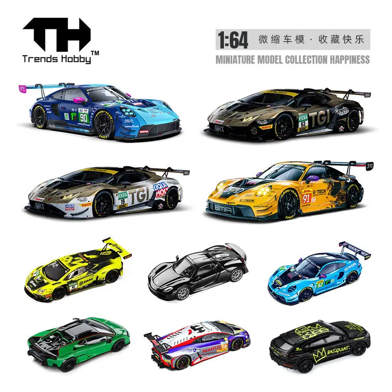 TH 1/64 Porsche 911 GT3 R LeMans 24H 2025 Lamborghini Huracan GT3 EVO2 DTM Car Alloy Diecast Metal Model Kids Toys Boys