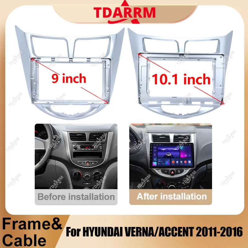 For Hyundai VERNA ACCENT 2011-2016 I25 9inch car radio android fascia multimedia video Audio stereo panel frame cable harness.