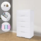 

lastic Drawers Dresser Storage Cabinet, 5 Drawer Stackable Vertical Clothes Storage Tower, Bedroom Tall Small Chest Closet, Orga