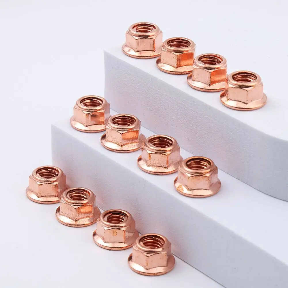 12Pcs M8 Copper Flashed Exhaust Manifold Nut 8mm Nuts High Temperature Nuts