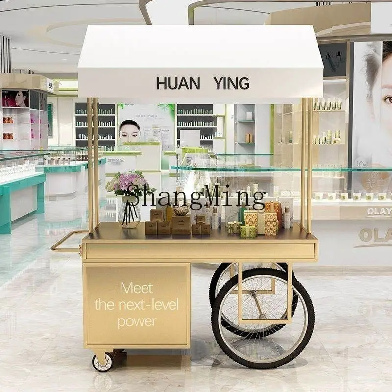 CLnight market mobile stall trolley wrought iron flower car outdoor market stall car stall trolley snack cart