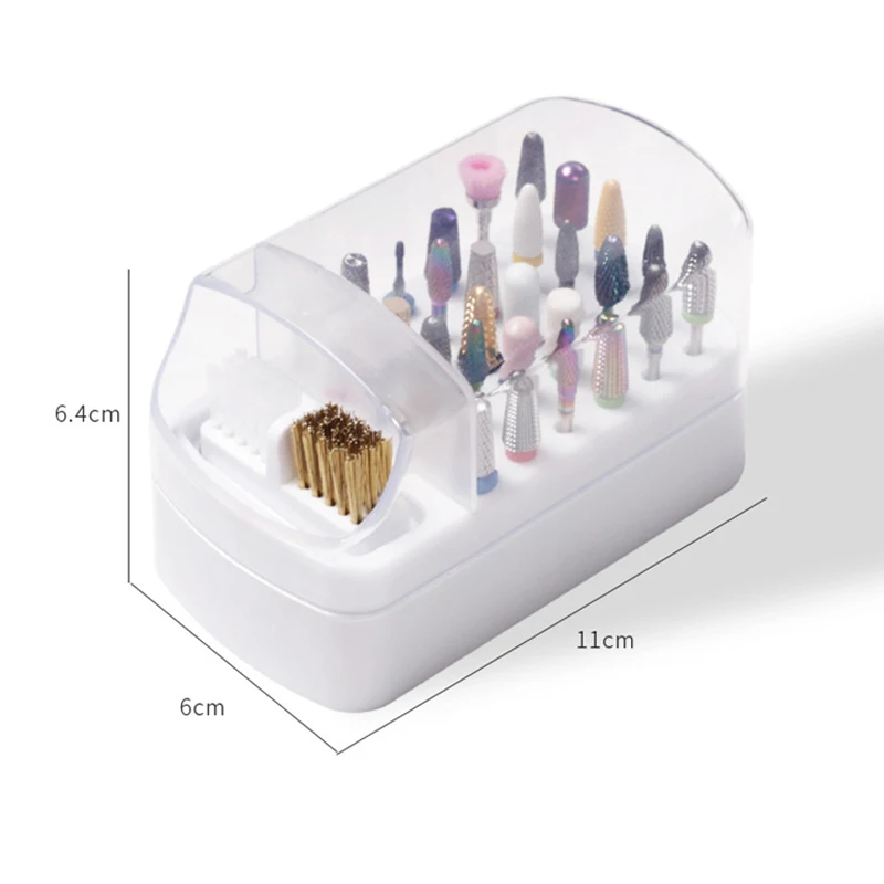 30 Holes Nail Drill Bits Storage Box Nail Grinding Head Holder Stand Display Cleanser Dustproof Cutter Manicure Organizer Stand