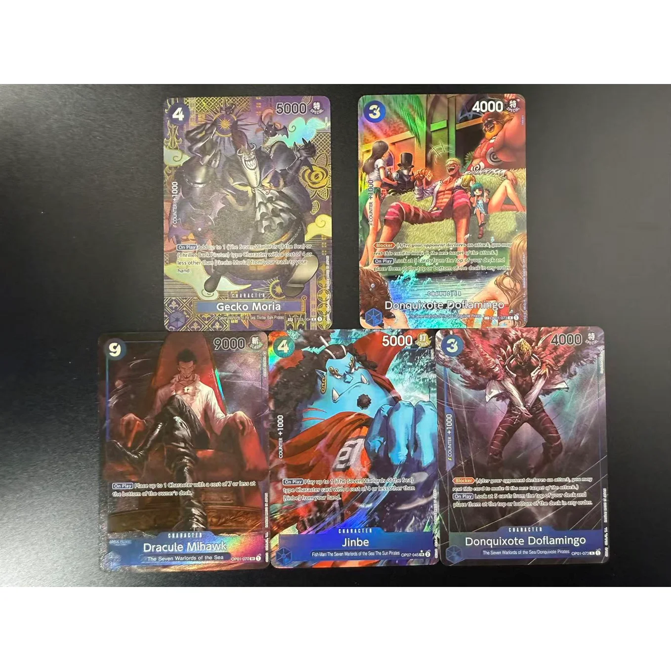 

OPCG Doflamingo (2x Styles) & Mihawk | The Seven Warlords of Sea | Parallel Art | One Piece TCG | U-PICK