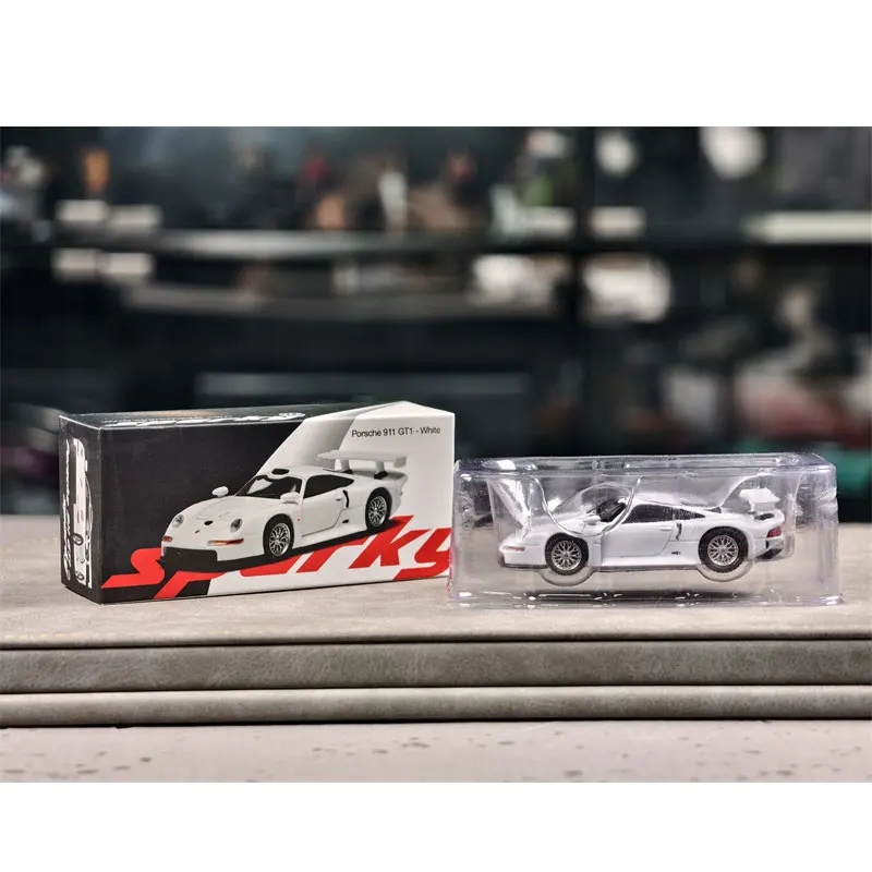 Spark Diecast in scala 1/64 Porsche modello di auto in lega Porsche 911 GT1 EVO Veicoli da gioco Giocattoli per ragazzi Scatola originale