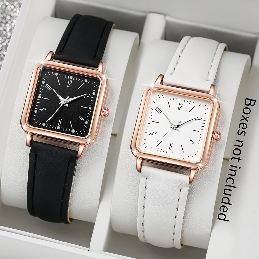 2Pcs Fashion Simple Set Watches Luxury Men Women Leather Quartz Watch for Women Business Casual Bracelet Wristwatch ﻿