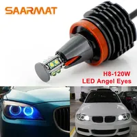 2Pcs 120W LED Canbus Error Free Angel Eyes Light Headlight Lamp For BMW E90 E92 E82 E60 E70 X5 E71 X6 Fog Lights White Blue Red