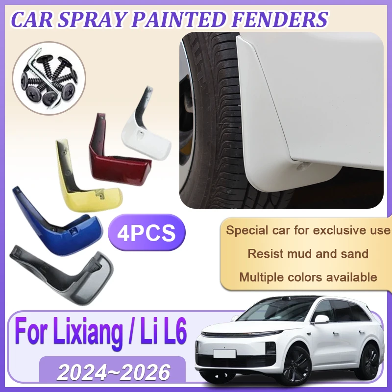 

For Li L6 Lixiang L6 2024 2025 2026 Baking Paint Fender Mudguard MudFlaps Splash Flap Mud Guard Flaps Anti-fouling Accessories