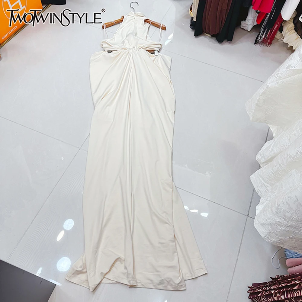 

TWOTWINSTYLE: Новое женское платье с высокой талией, воротником-стойкой, без рукавов, с вырезами, стройнящее фигуру, модель KDR553489