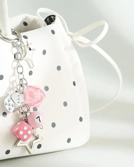 Y2K Millennium Style Dice Star Keychain, 360° Rotatable Tetrahedron Bag Charm, Dnd Multi-Face Dice Backpack Accessory