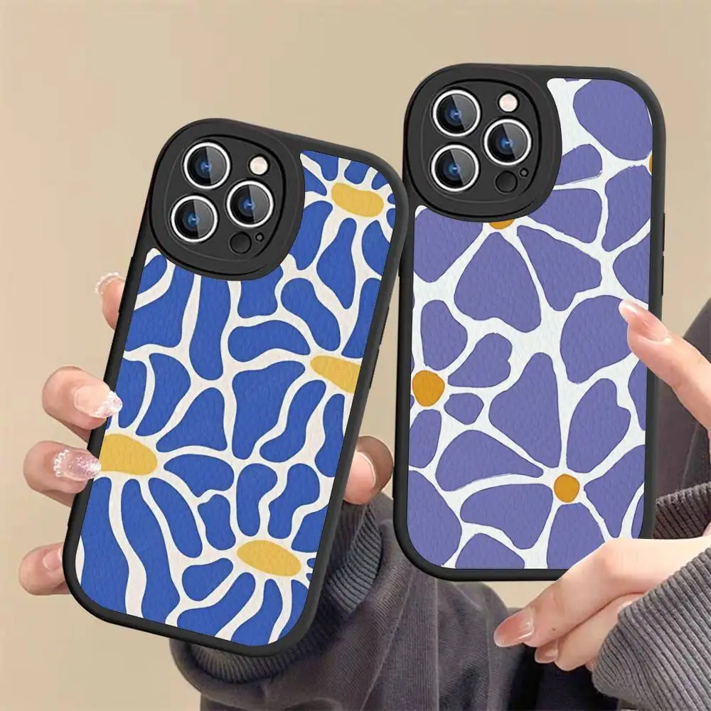 

Abstract Flower Market Phone Case For IPhone 16 15 14 13 12 11 Pro Max Plus Shockproof Leather Cover