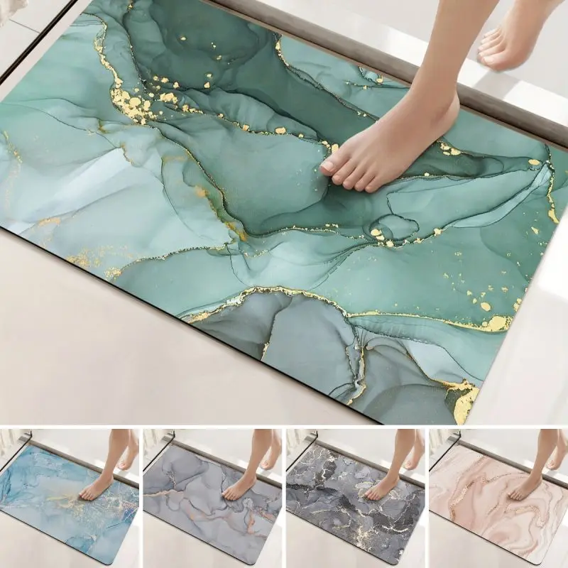 Marbling Pattern Diatom Mud Mat Super Absorbent Rug Non Slip Floor Entrance Carpet Home Indoor Living Room Decorative Doormat