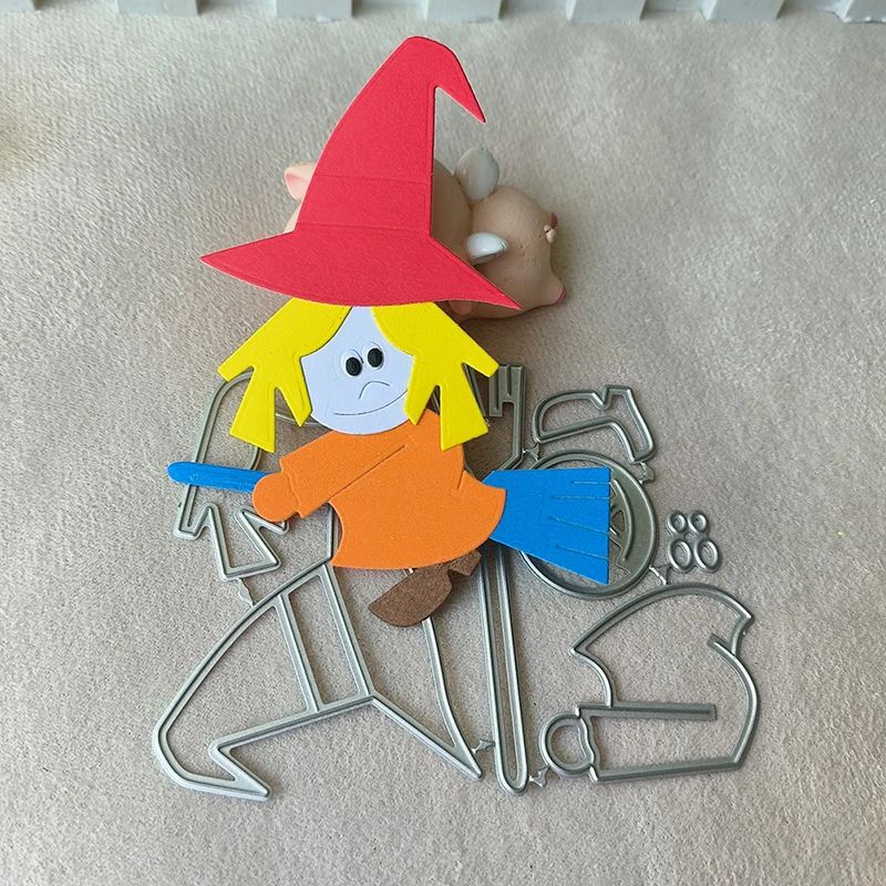 New Broomstick witch metal cutting die mould scrapbook decoration embossed photo album decoration card making DIY handicrafts