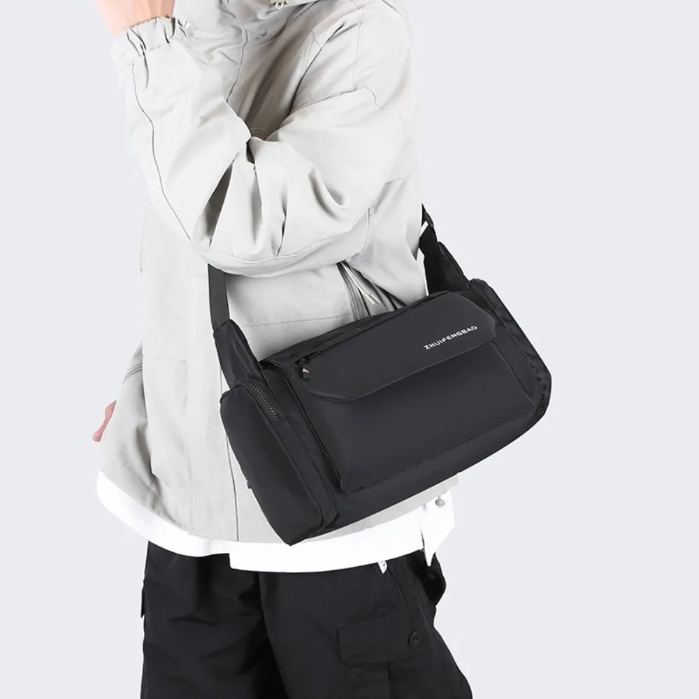 Bolso cruzado impermeable para hombre, bolsa para teléfono de gran capacidad, bolso de hombro para estudiante, negro, gris, con múltiples bolsillos, bandolera