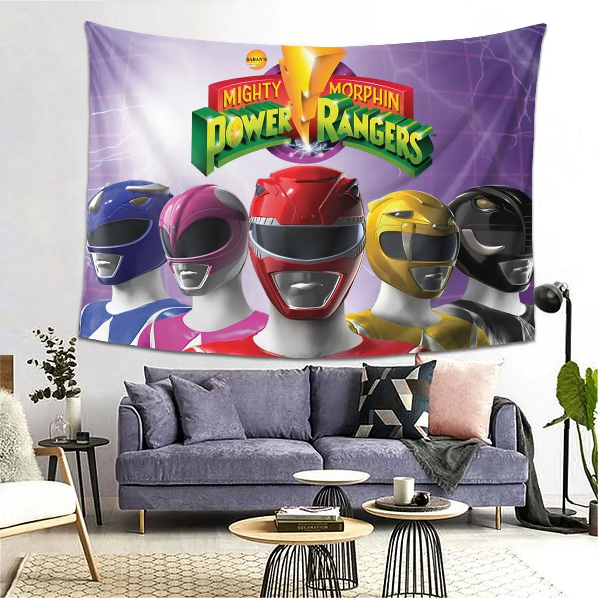 Mighty Morphin Power Ranger  Tapestry Decoration Art Aesthetic Tapestries for Living Room Bedroom Home Wall Cloth Wall Hanging