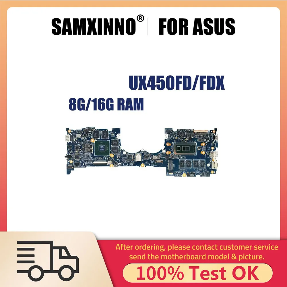 

Notebook Mainboard For ASUS ZenBook Pro 14 UX480F UX450FD UX450F Laptop Motherboard i5 i7 8th GTX1050-V2G V4G RAM 8GB 16GB