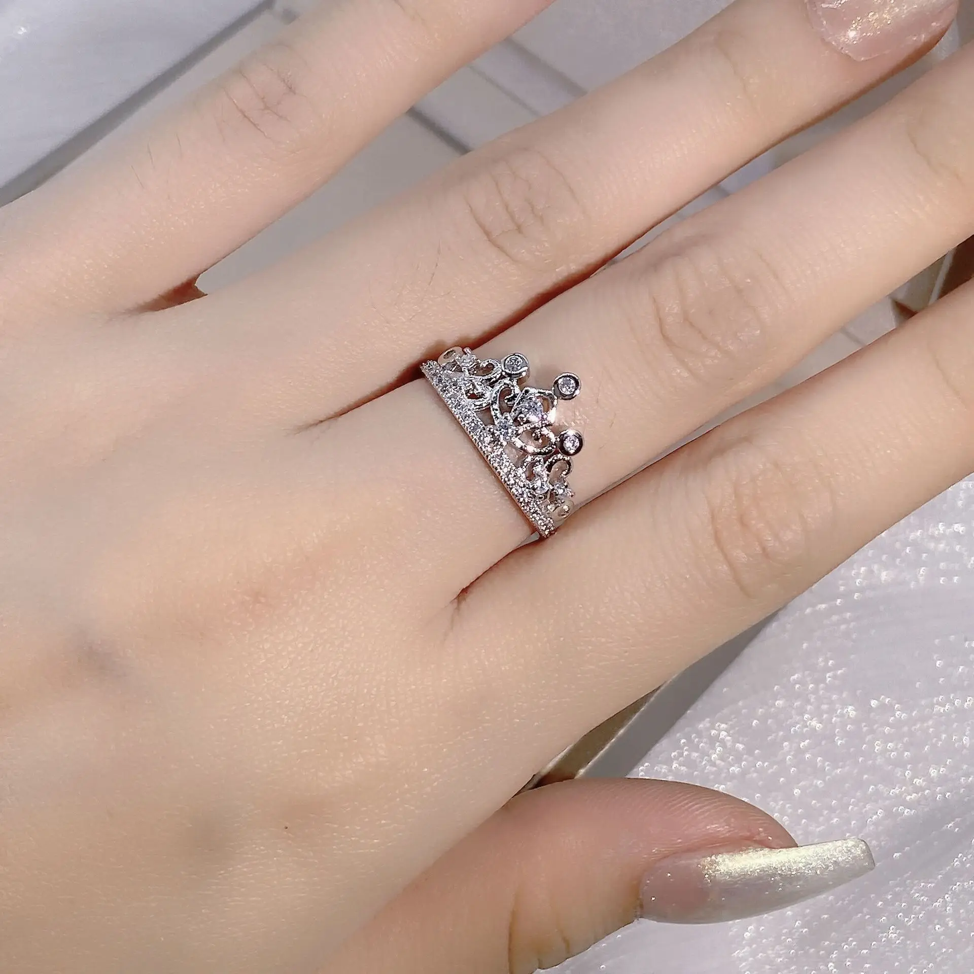 925 silver Crown Ring Selling Bestselling Fashion European And American Zircon Ring Women