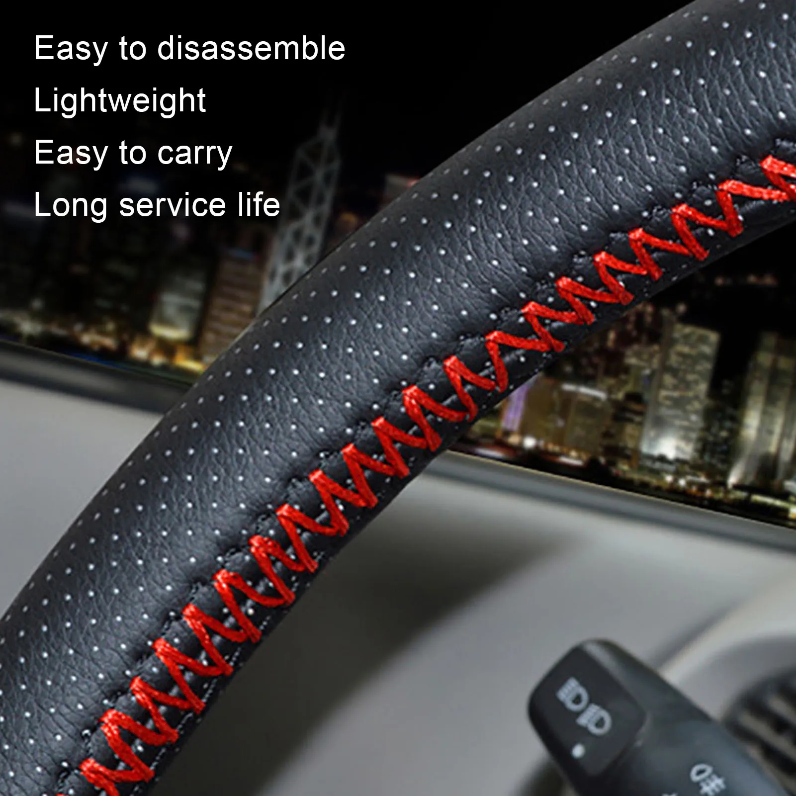 Universal Car Steering Wheel Cover Hand Sewing Perforated Microfiber Leather Steering Wheel Cover for 38cm Diameter