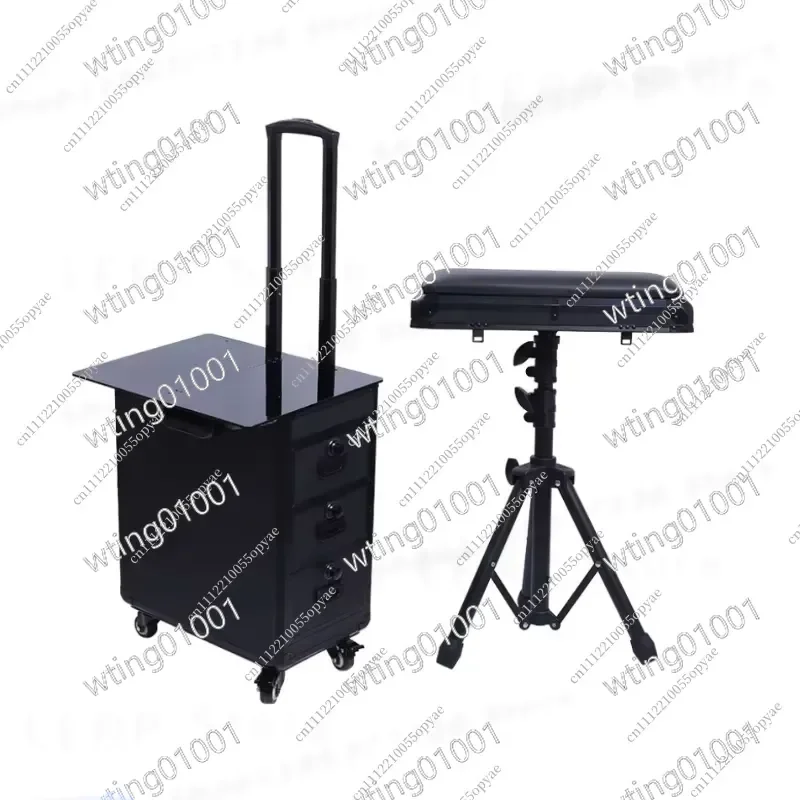 Tattoo Rolling Case with Trolley and Armrest Portable Workbench Storage Box Travel Organizer for Tattoo Microblading Beauty