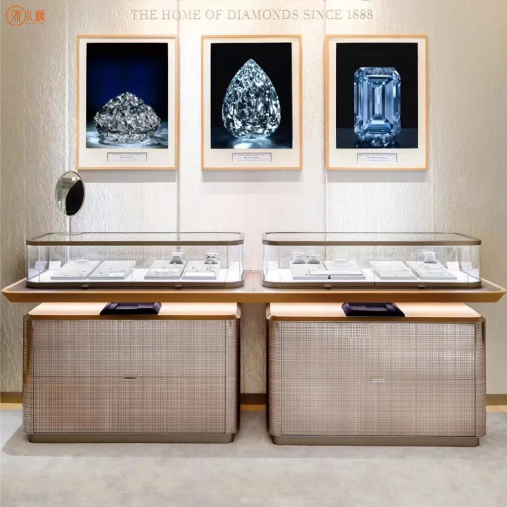 Boutique Oval Jewelry Store Design Schmuck Display Counter Custom Factory Supply