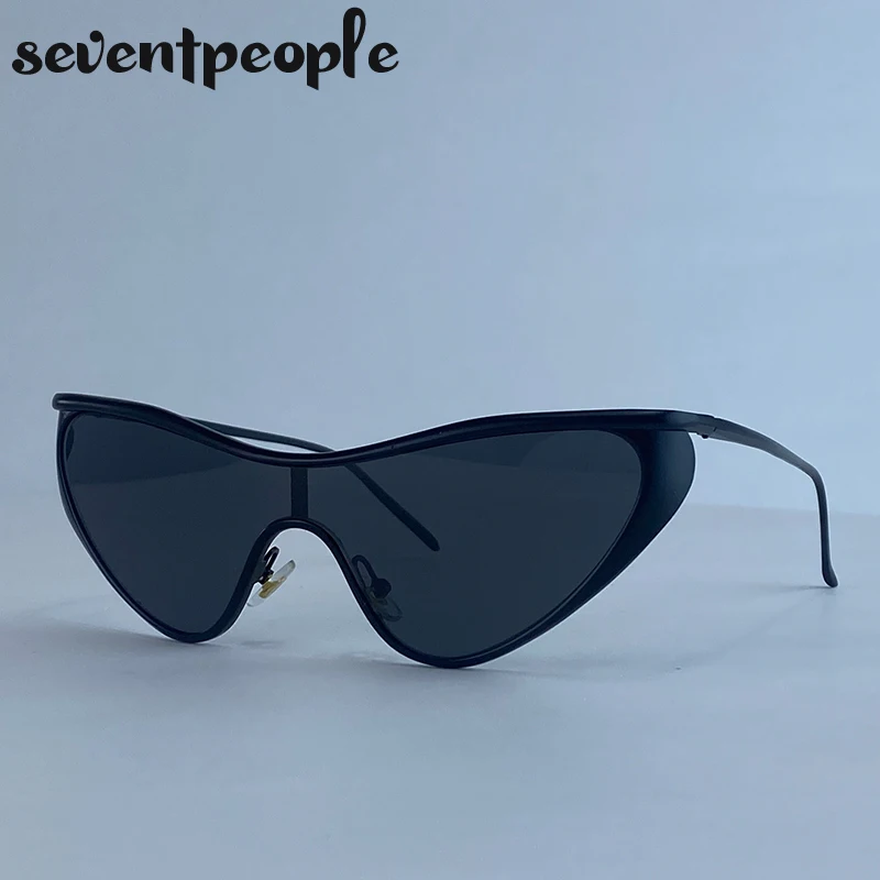 Sexy Cat-Eye Y2K Punk Sonnenbrille für Damen 2026 – Luxuriöse Trendige Steampunk Shield Sonnenbrille mit Vintage-Metallrahmen – Detail 5