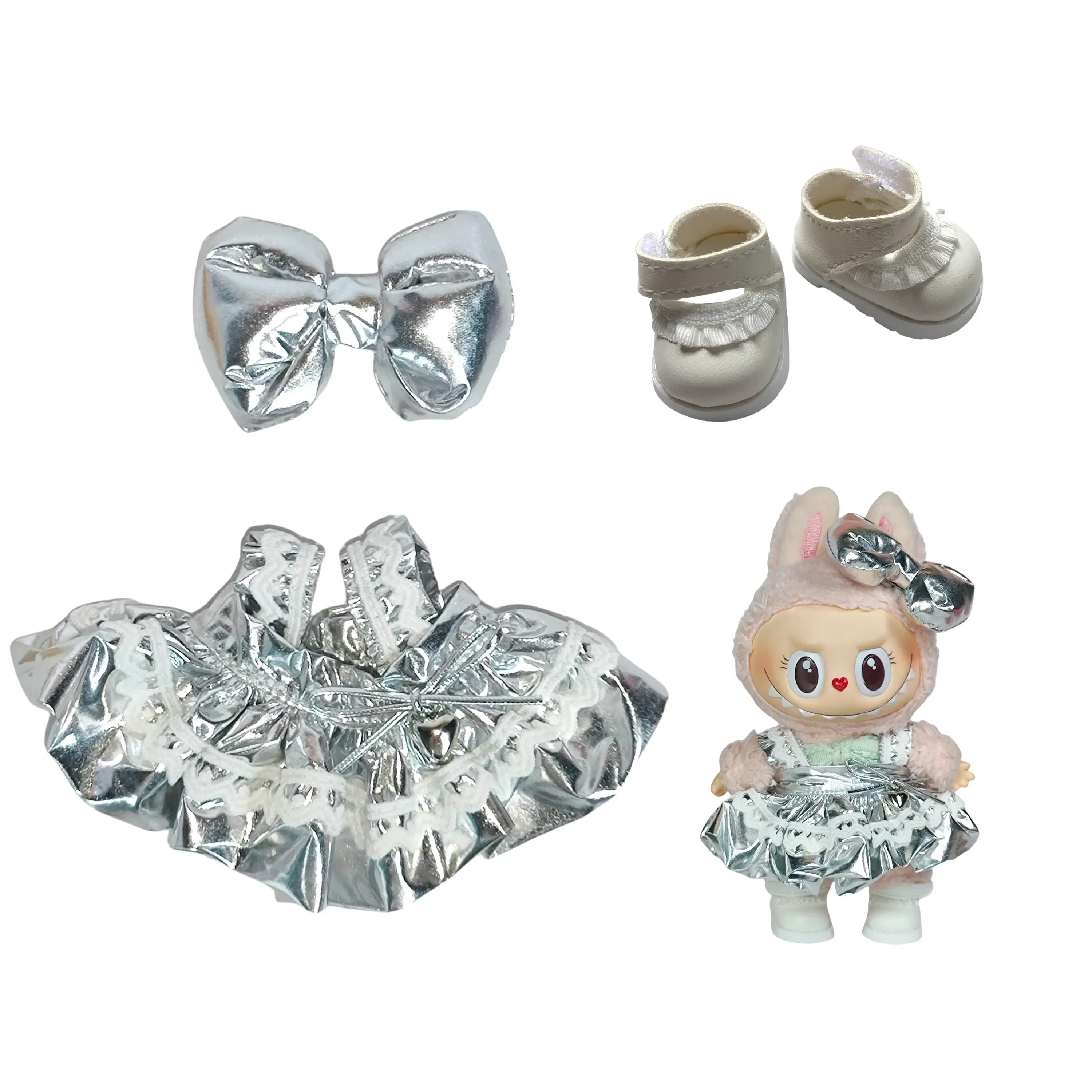 17cm Mini Plush Doll'S Clothes Outfit Accessories for Korea Kpop Exo Labubu Idol Butterfly Princess Dress Clothing Gift