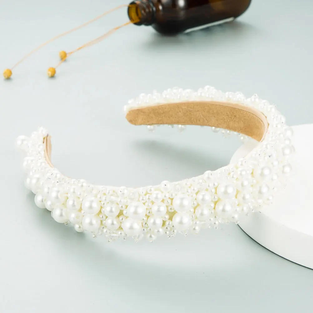 

1Pcs Pearl Crystal Headband Bridal Hair Hoop Elegant Women Headdress for Wedding Party Festival Role Play Daily Wear Accessories