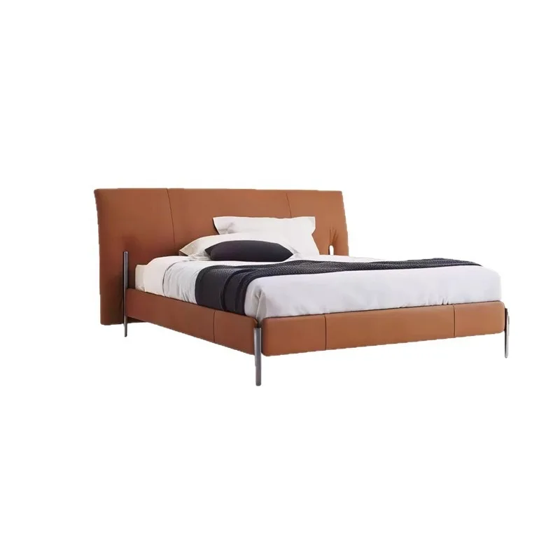 Master bedroom leather bed, bedroom leather bed, double leather bed