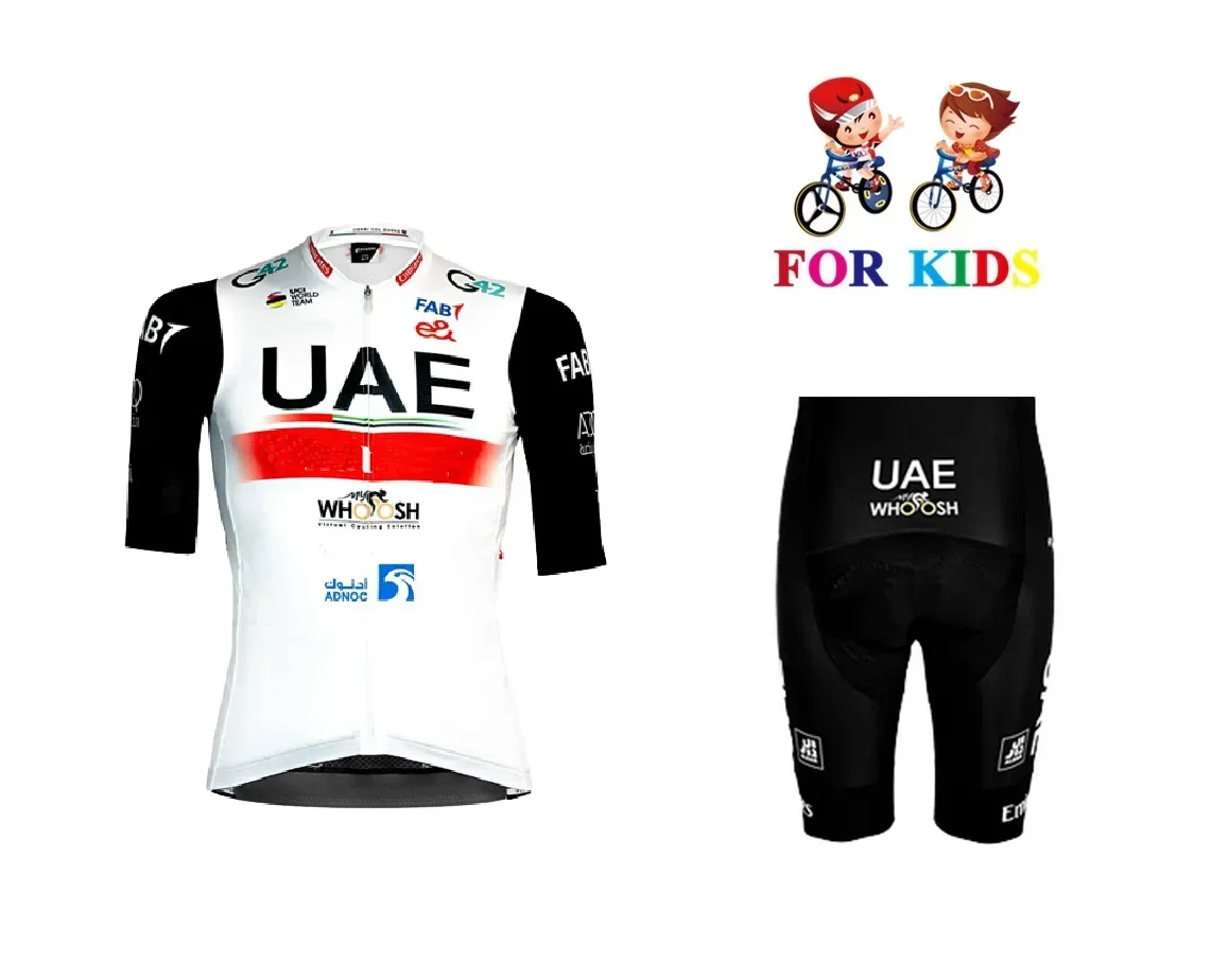 KID'S 2023 UAE TEAM Children Cycling Jersey Short Sleeve Bicycle Clothing With Shorts Ropa Ciclismo