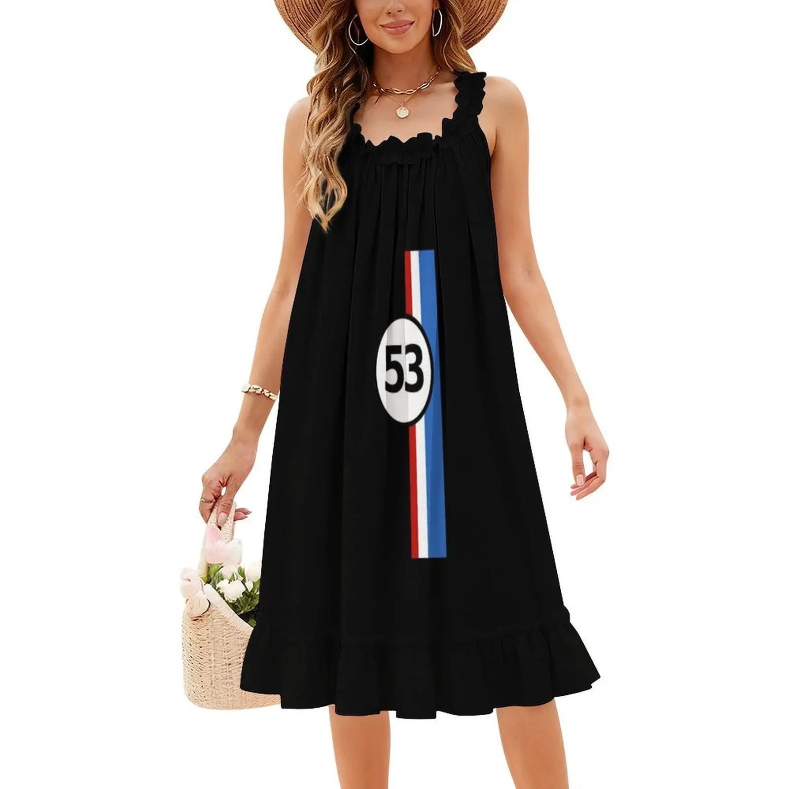 فستان قصير على طراز Herbie 53 Preppy للنساء على شكل حرف a فضفاض مناسب فستان يوم غير رسمي Herbie 53 فستان نسائي