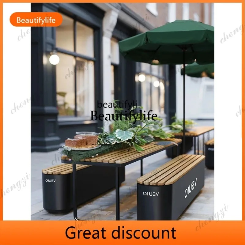 A09  tables and chairs outside the store Outdoor open-air commercial street Square courtyard cafe Rest table and chair combinati