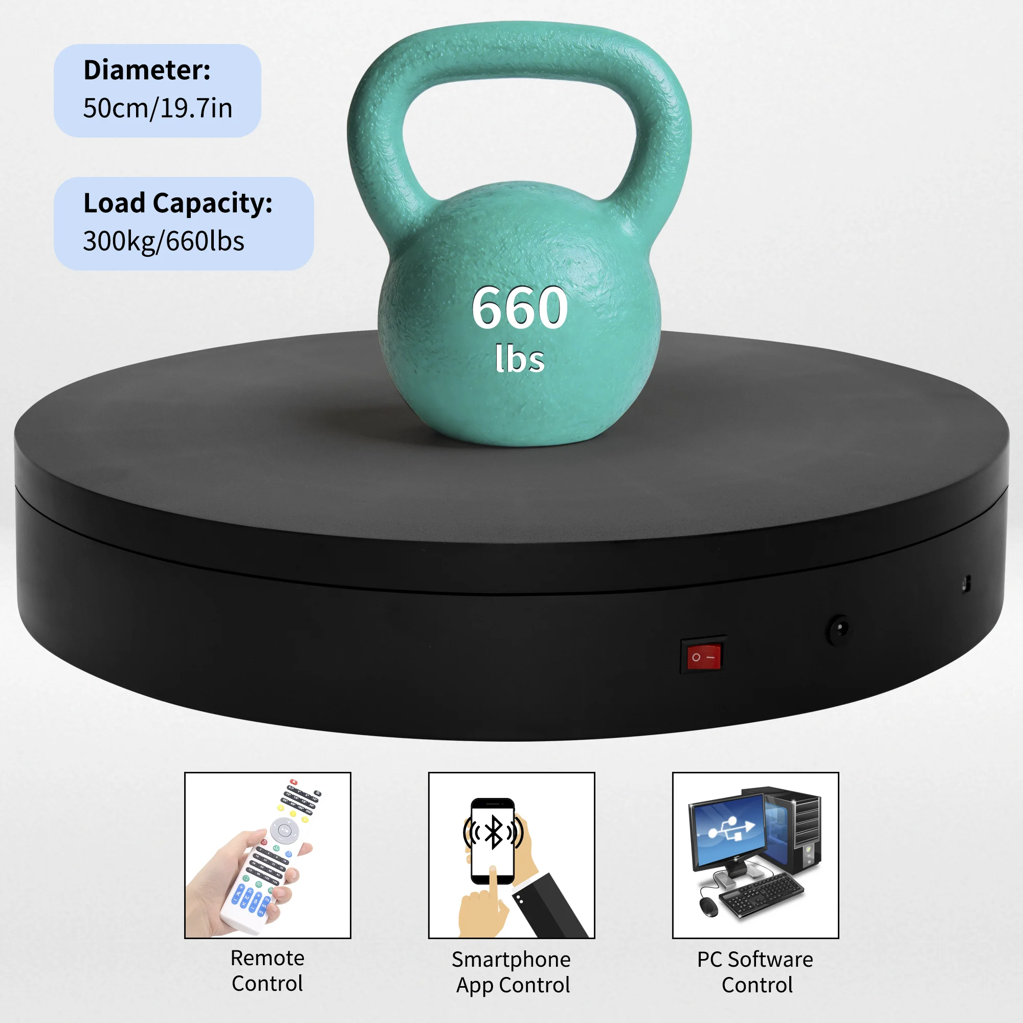 

MT500RUBL200 Motorized Electric Turntable USB Bluetooth Connection Photo Shooting 3D Scanning Product Display Rotating Platform