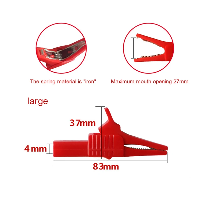 1Pair Red+Black CATIII 1000V 32A Crocodile Clips Full Insulated Copper Alligator Clip Test Lead for Megger....