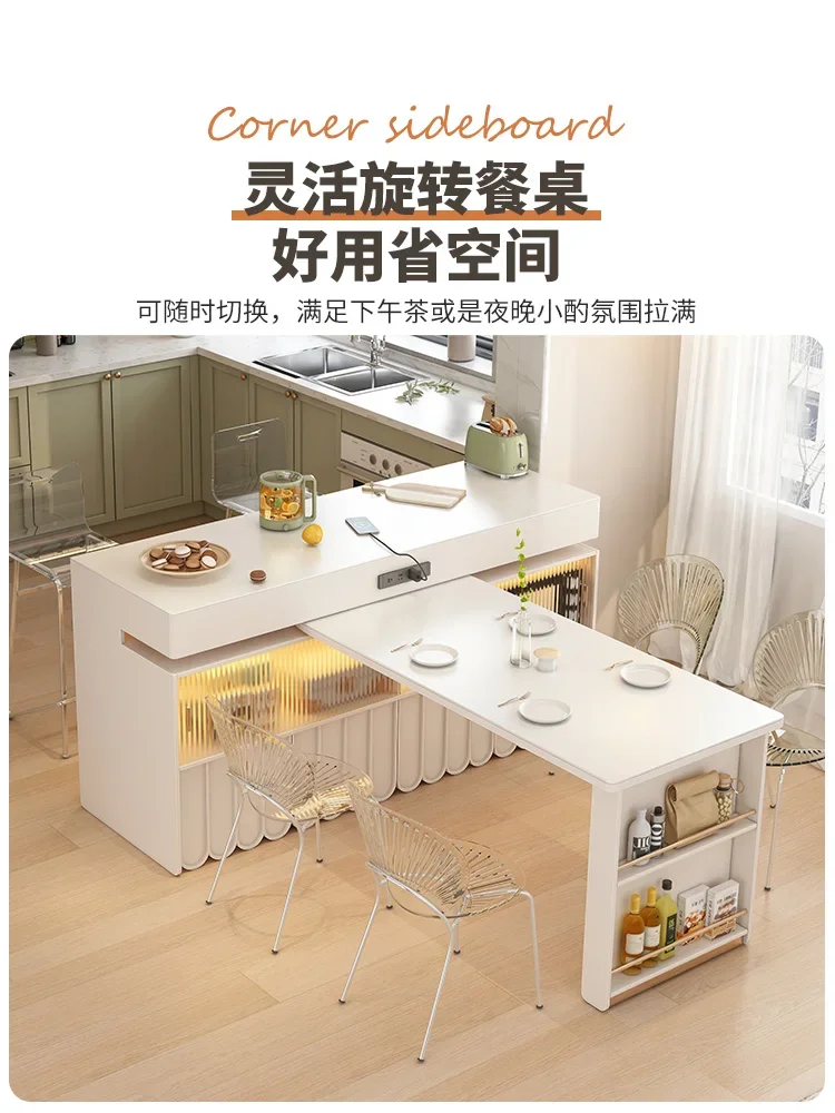 Retractable Dining Table Bar Integrated Household Small Apartment Multi-Functional Rotation