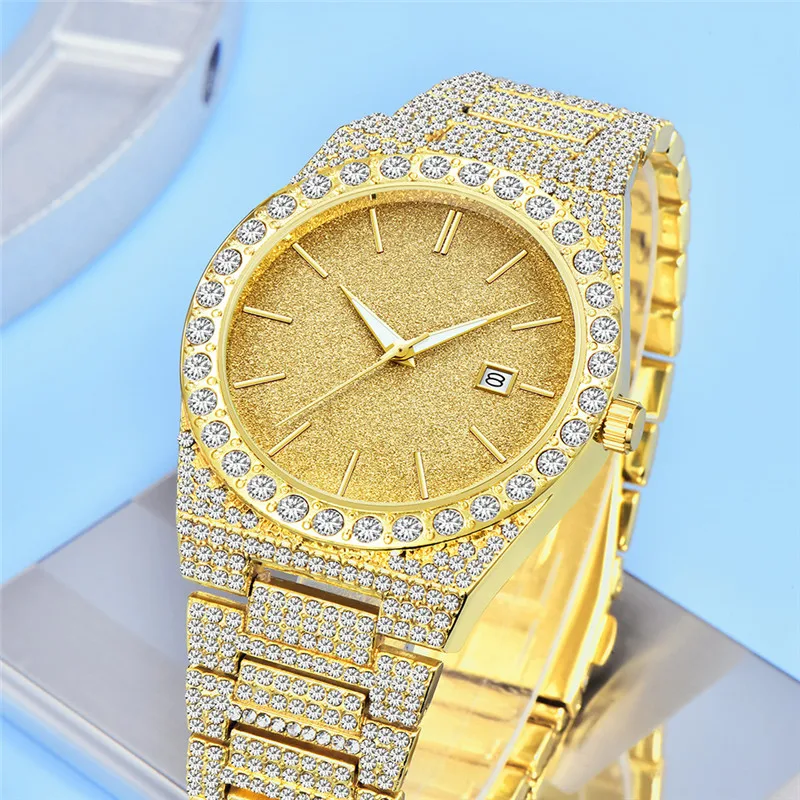 Hip Hop Diamond Watches For Men Fashion Alloy Band Golden Luxury Watch sss Supply Montres de Marque de Luxe Relogio Masculino