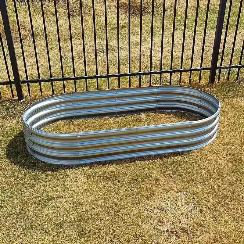 [Galvanized Raised Garden Bed] 1-Pack Land Guard Galvanized Raised Garden Bed Kit - Oval Large Metal Planter Garden Boxes for