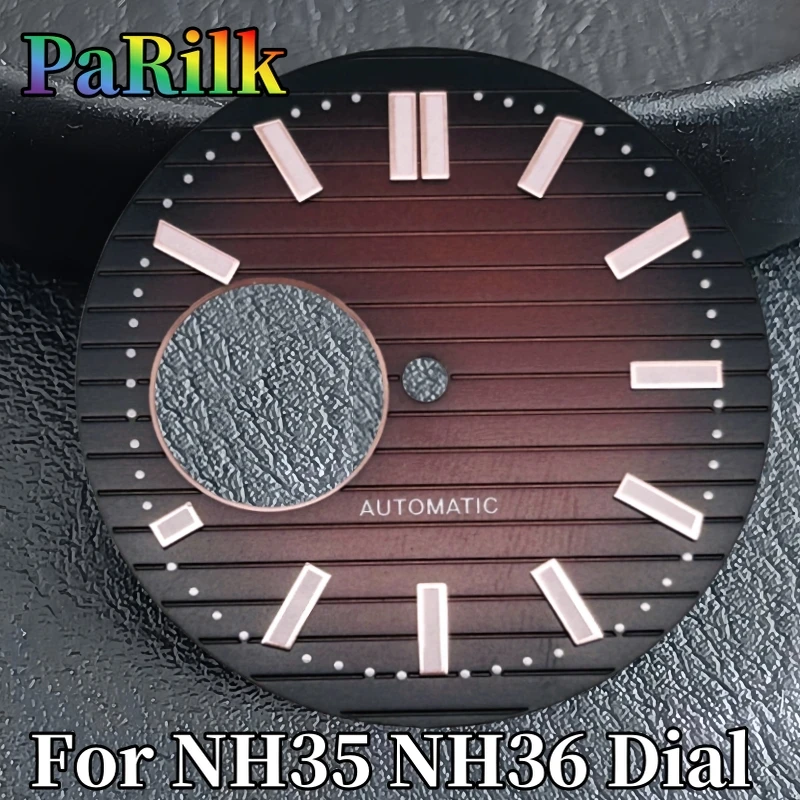 PaRilk Green Luminous 30.2mm S Watch Dial Hands for Nautilus NH35 NH36 NH38 NH70 Movement Watch Accessories Repair Tool No Logo