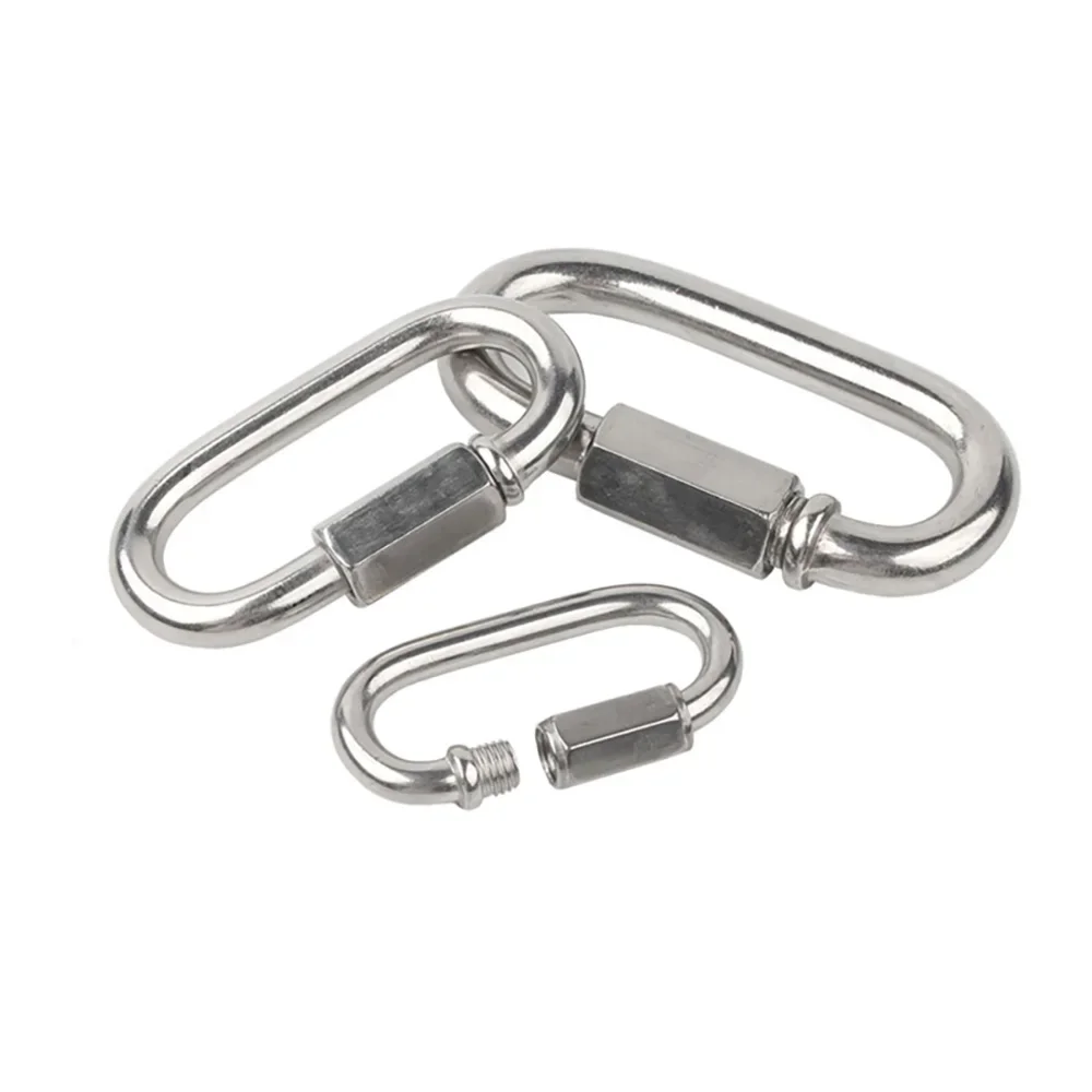 M4/M5/M6/M8  304 Stainless Steel Oval Quick Links Safety Snap Hook Climbing Carabiner Lock Buckle
